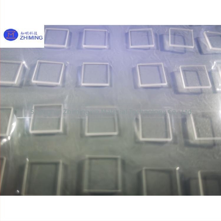 Wafer pătrat de safir, 10 × 10, grosime 100 μm, polisat pe ambele fețe, pentru lentile optice