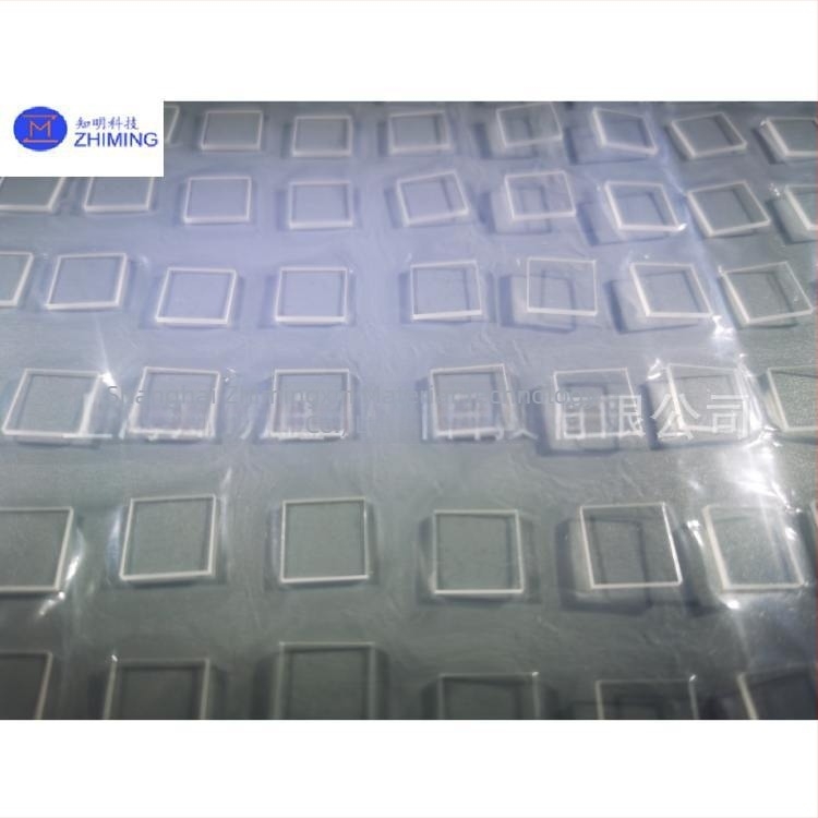 Wafer pătrat de safir, 10 × 10, grosime 100 μm, polisat pe ambele fețe, pentru lentile optice
