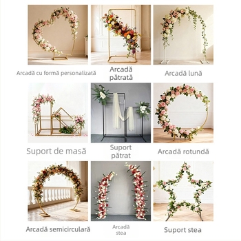Decorațiuni de nuntă: arc de ceremonie, fundal de scenă, decorații de întâmpinare și pentru culoar, suport de flori din fier