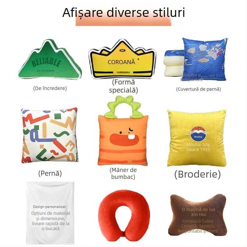 Husă personalizată pentru pernă cu logo – Pernă pentru canapea cu umplutură