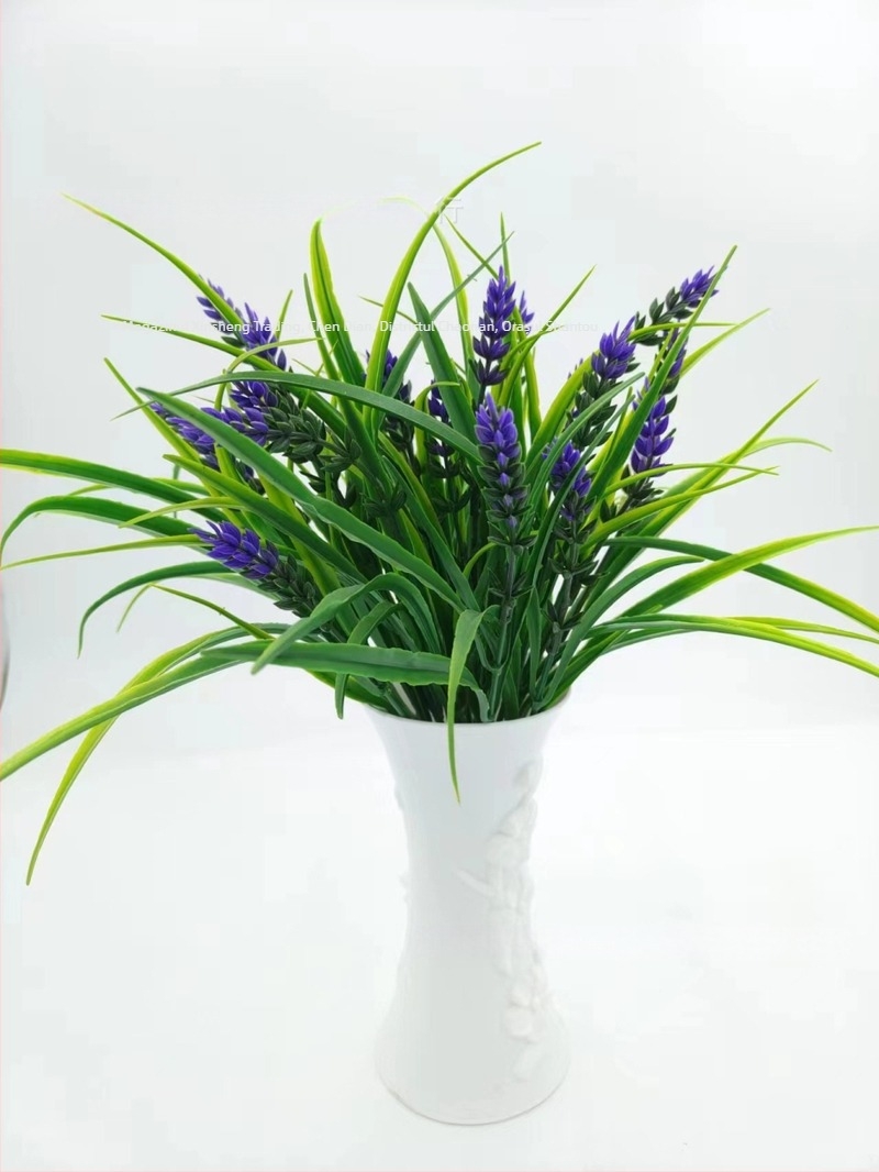 Gazon artificial cu levănță și iarbă de primăvară cu șapte tulpini pentru decor interior, curte și balcon
