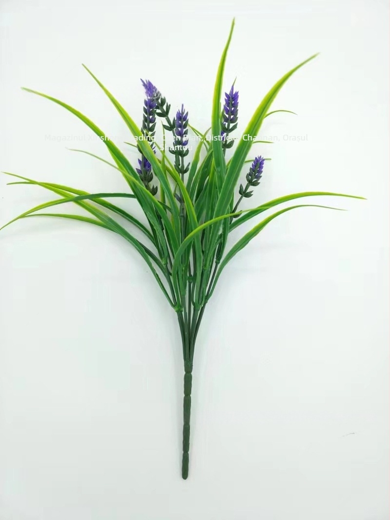 Gazon artificial cu levănță și iarbă de primăvară cu șapte tulpini pentru decor interior, curte și balcon