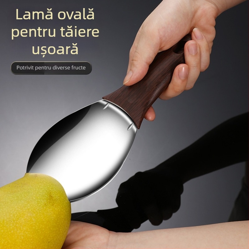 Cuțit special pentru decojit mango, divizor de fructe din oțel inoxidabil, lingură pentru pepene și instrument pentru tăiere cuburi
