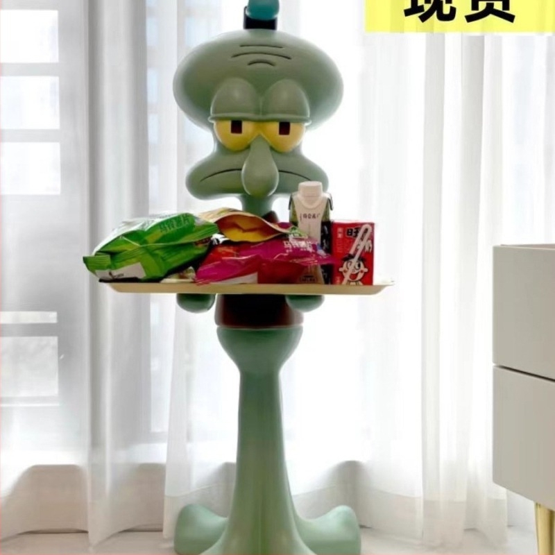 În stoc: figurină Squidward de 1 metru, stand pe podea, mare ornament decorativ pentru sufragerie lângă canapea.