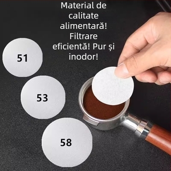 Filtru circular de cafea, de unică folosință, pentru moka pot și aparat espresso, pentru preparare manuală, 58 mm, cutie