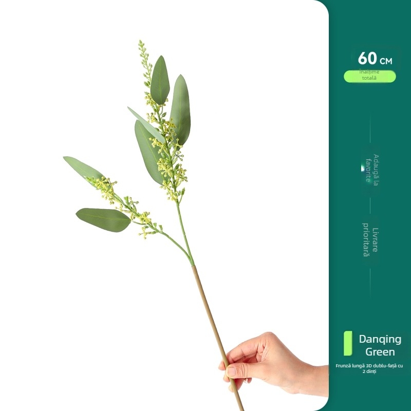 Plantă artificială realistă cu frunze de eucalipt și fructe, pentru aranjamente florale și decor de casă