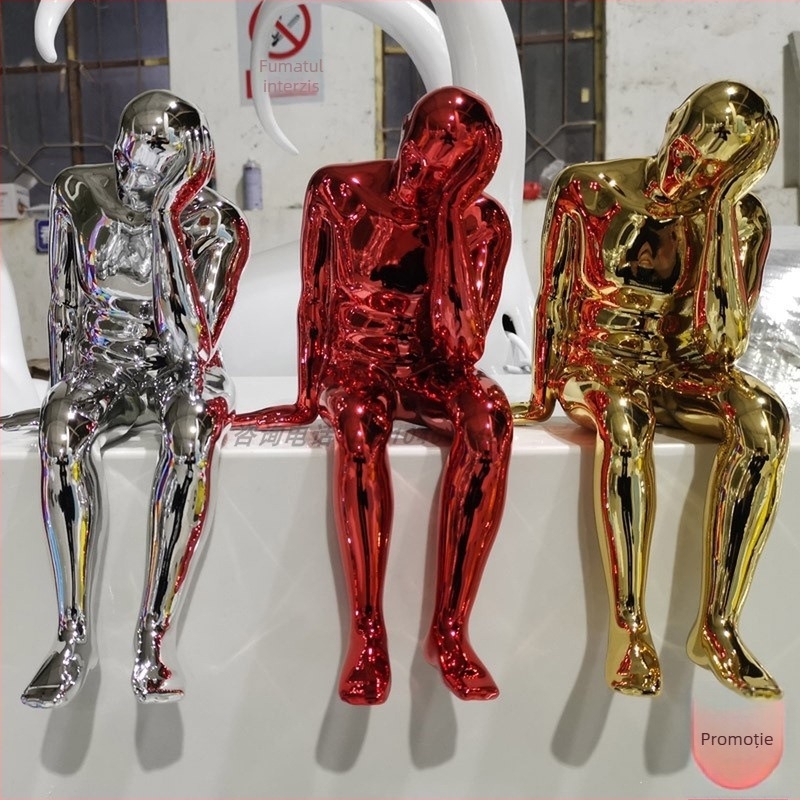Sculptură din rășină electroplacată – Gânditor pentru rafturi și expoziții