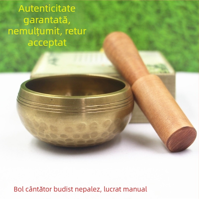 Bol de sunet din alamă, lucrat manual, pentru ritualuri budiste