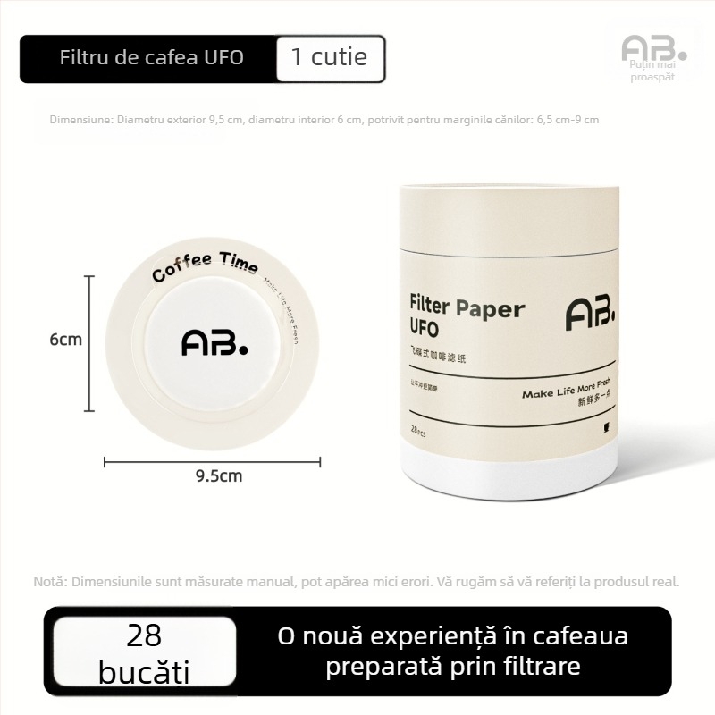 Filtru de cafea din hârtie în formă UFO pentru cafea preparată manual, AB pachet