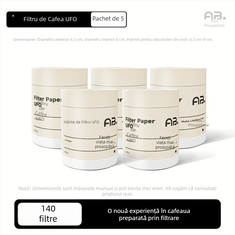Filtru de cafea din hârtie în formă UFO pentru cafea preparată manual, AB pachet
