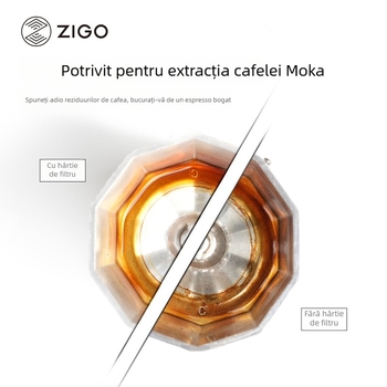 Hârtie de filtru cafea rotundă pentru moka pot, culoare naturală, în cutie metalică, 200 coli