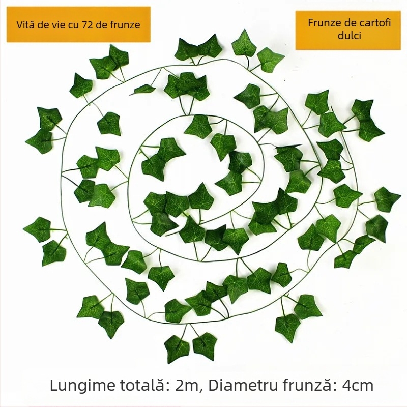Iviță artificială cu frunze de mătase, viță de ratan, decor suspendat cu flori din plastic