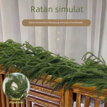 Șiruri decorative din ratan pentru Crăciun, imitând ace de pin Norfolk – stil european, textură moale