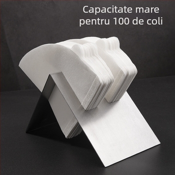 Suport din oțel inoxidabil pentru filtrele V60, în formă de pală, cu spațiu pentru filtrele de cafea și accesorii