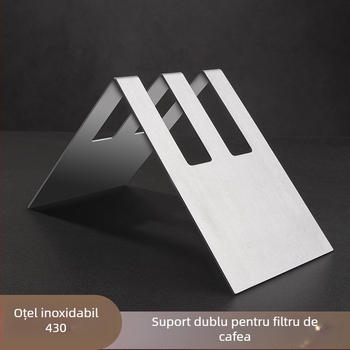 Suport din oțel inoxidabil pentru filtrele V60, în formă de pală, cu spațiu pentru filtrele de cafea și accesorii