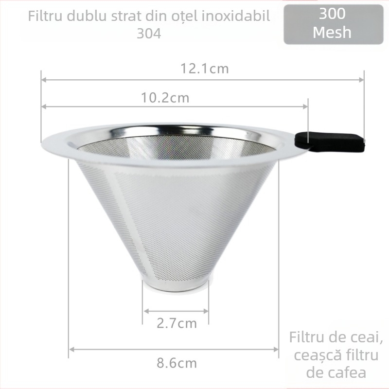Cafetieră pentru cafea, cu filtru dublu din oțel inoxidabil 304, filtru pentru ceai, pentru uz casnic