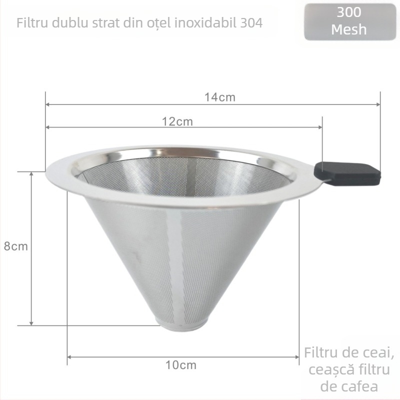 Cafetieră pentru cafea, cu filtru dublu din oțel inoxidabil 304, filtru pentru ceai, pentru uz casnic