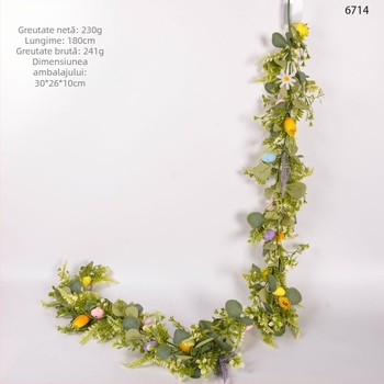 Decorațiune de Paște: liane artificiale de eucalipt cu frunze dense și iederă