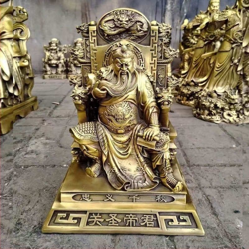 Statui din alamă Guan Gong, Zeul Bogăției, Împăratul Guan Sheng, așezat pentru altarul de acasă, personalizabil