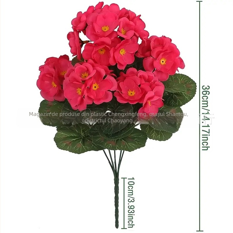 Viță artificială cu flori begonia și geraniu pentru decor