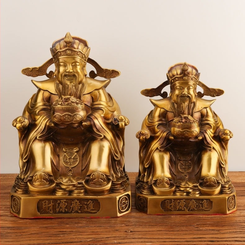 Figurină din alamă a Zeului Bogăției pentru decor acasă și la birou