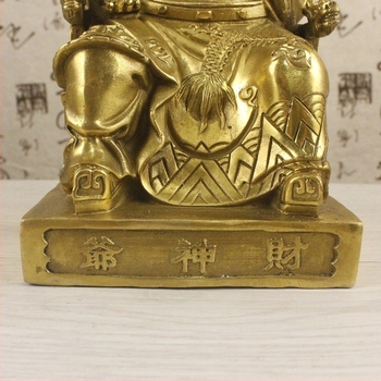 Statuetă din alamă a Zeului Bogăției pentru decor de casă, stil chinezesc, lucrată manual