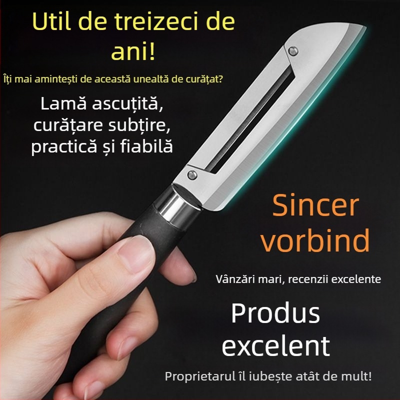 Curățător multifuncțional și cuțit pentru fructe, din oțel inoxidabil - curățarea merelor și cartofilor