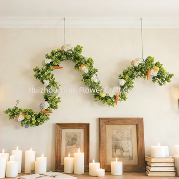 Frunze artificiale de eucalipt, ghirlande cu ouă colorate, decorațiuni pentru scenă de sărbătoare, primăvară și vară, plante artificiale de interior de agățat