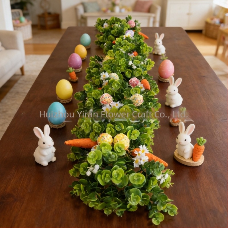Frunze artificiale de eucalipt, ghirlande cu ouă colorate, decorațiuni pentru scenă de sărbătoare, primăvară și vară, plante artificiale de interior de agățat