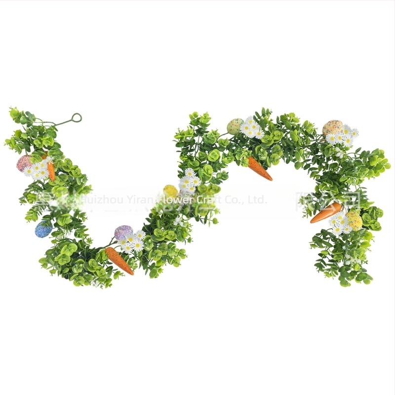 Frunze artificiale de eucalipt, ghirlande cu ouă colorate, decorațiuni pentru scenă de sărbătoare, primăvară și vară, plante artificiale de interior de agățat