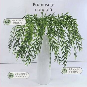 Ramuri scurte artificiale de salcie, plante verzi din plastic, frunze de salcie, viță și flori artificiale pentru decorarea pereților și a tavanului