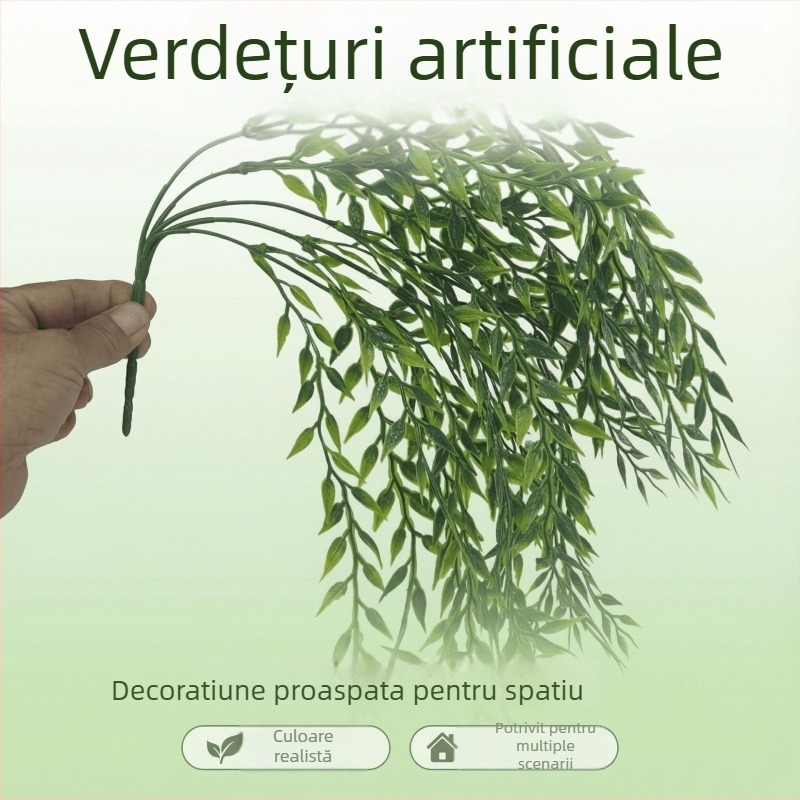 Ramuri scurte artificiale de salcie, plante verzi din plastic, frunze de salcie, viță și flori artificiale pentru decorarea pereților și a tavanului