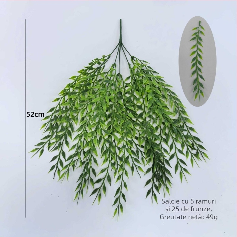 Ramuri scurte artificiale de salcie, plante verzi din plastic, frunze de salcie, viță și flori artificiale pentru decorarea pereților și a tavanului