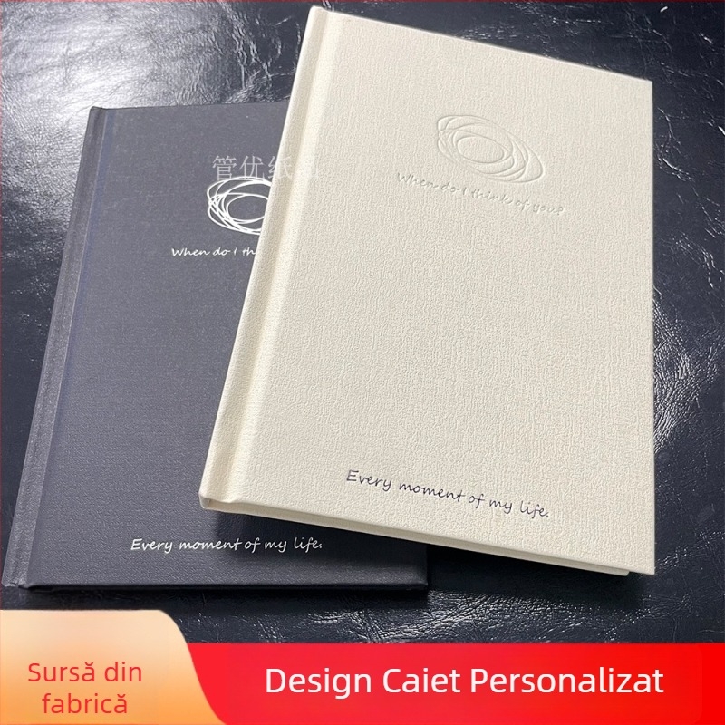 Caiet personalizat cu copertă din hârtie specială, imprimare gravură și ștampilare cu folie de argint — jurnal pentru elevi