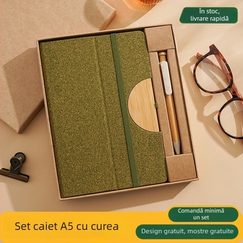 Cutie cadou cu notebook și logo personalizat pentru deschiderea companiei, materiale ecologice, reciclabile