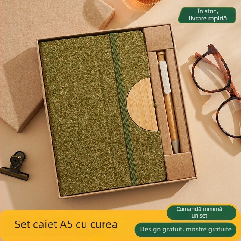 Cutie cadou cu notebook și logo personalizat pentru deschiderea companiei, materiale ecologice, reciclabile