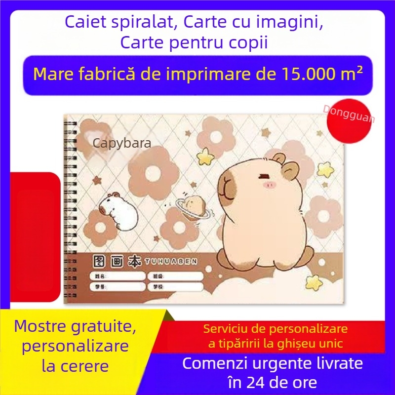 Caiet de desen cu copertă rigidă, bloc de schițe cu legătură spirală, imprimare personalizată