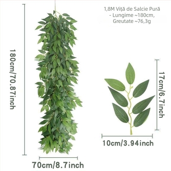 Plantă artificială din răchită cu frunze de salcie, pentru decor de masă, nuntă și primăvară