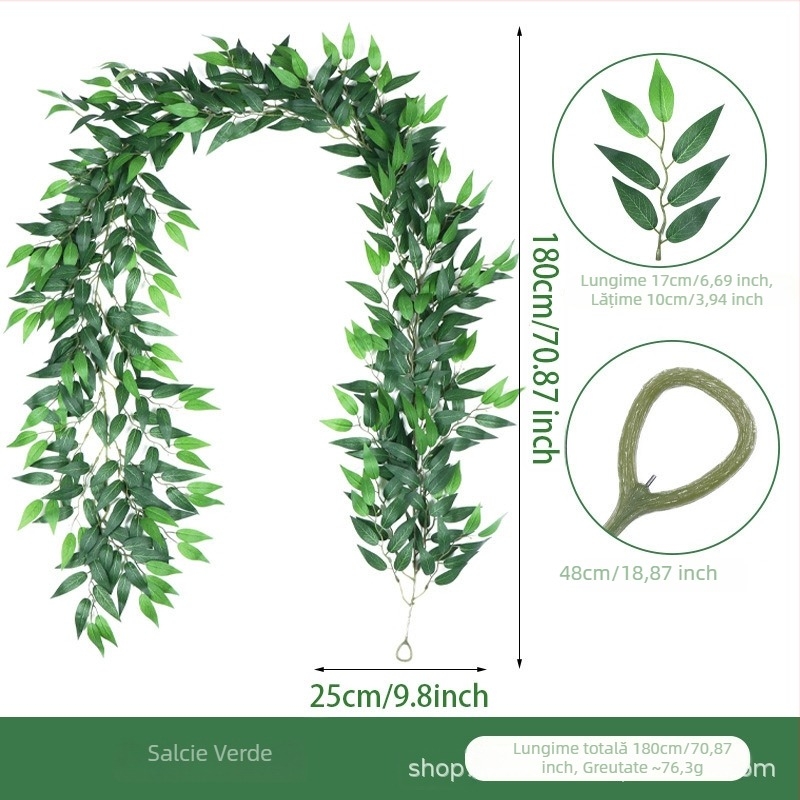 Plantă artificială din răchită cu frunze de salcie, pentru decor de masă, nuntă și primăvară
