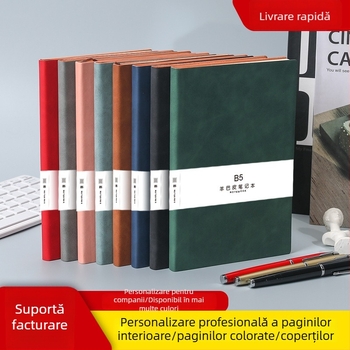 Caiet A5 în cutie cadou, copertă din piele ecologică, logo personalizat pentru întâlniri de afaceri