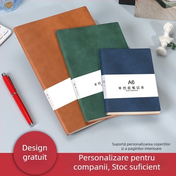 Caiet A5 în cutie cadou, copertă din piele ecologică, logo personalizat pentru întâlniri de afaceri
