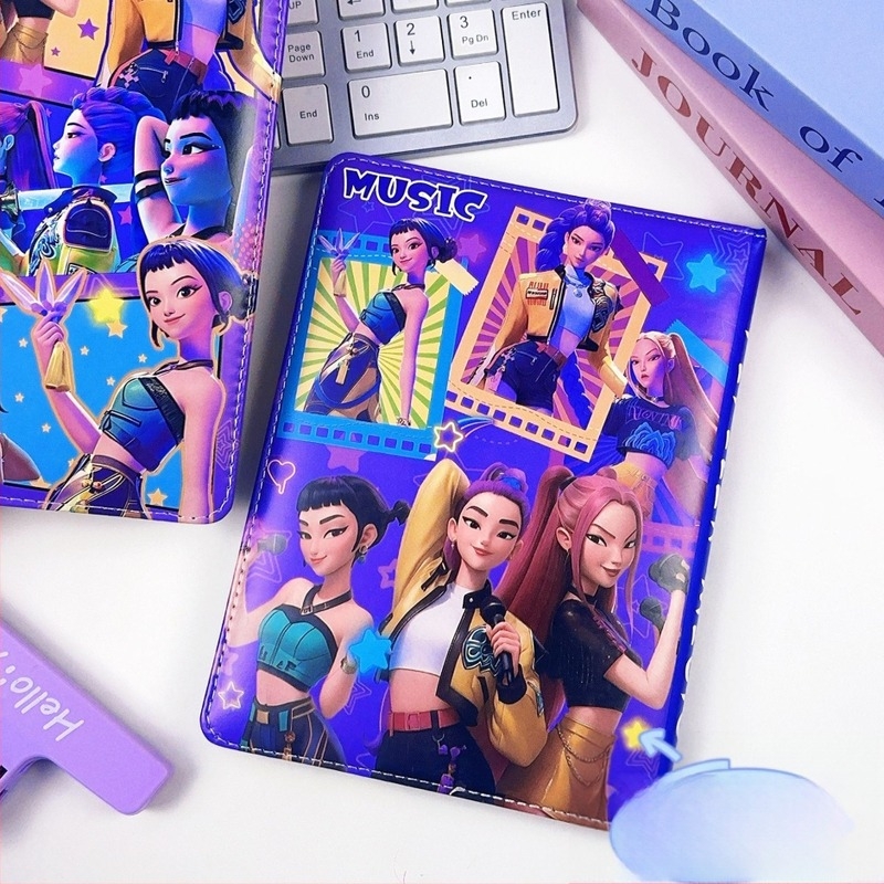 Noul caiet K-pop pentru o fată vânătoare de demoni, copertă cu aspect piele, pagini color, jurnal pentru școală, stil desen animat, 100–200 de pagini