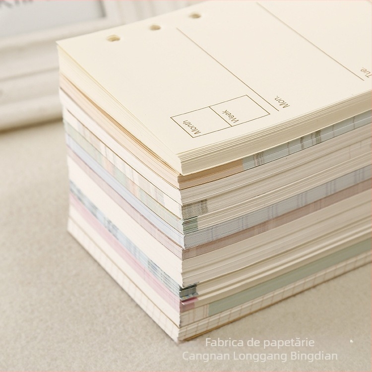 Refill pentru caiet A6 cu foi detașabile – planificator săptămânal și lunar, foi interioare colorate, SZ-001
