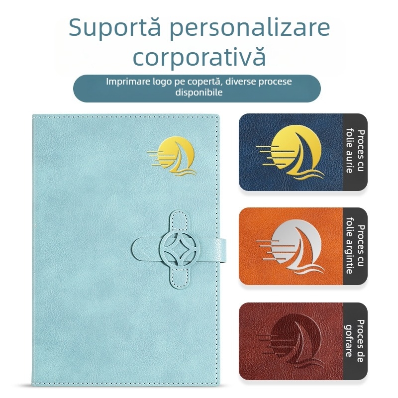 Caiet A5 cu cataramă, pentru afaceri și întâlniri, jurnal în stil chinezesc, imprimare logo, copertă din piele ecologică