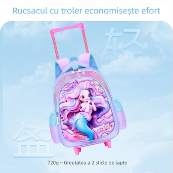 Rucsac cu roți pentru grădiniță, dinozaur 3D, capacitate mare, ușor