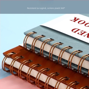 Notebook spiral cu husă din piele sintetică, A5, design simplu și elegant pentru întâlniri de afaceri.