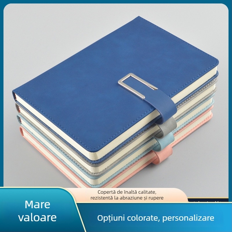 A5 Notiționar cu logo personalizat, cadou de birou pentru afaceri, copertă din piele sintetică, închidere cu cataramă, set cadou în cutie