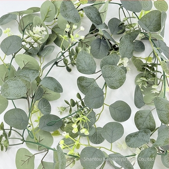 1,8 m plantă cu flori de mătase: Money Leaf, Gypsophila, Eucalyptus leaves, Ivy și Rattan – decor pentru nuntă