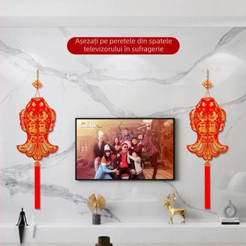 Pandantiv mare din nod chinezesc, în formă de pește, pentru living și intrare – decor de Anul Nou