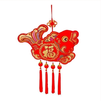 Pandantiv mare din nod chinezesc, în formă de pește, pentru living și intrare – decor de Anul Nou